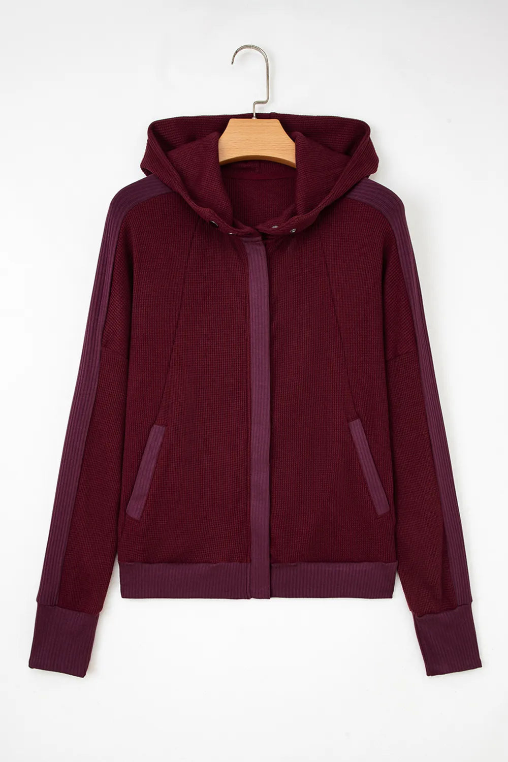 Waffle Knit Hooded Jacket