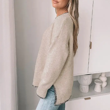 Cozy Contrast Trim Sweater