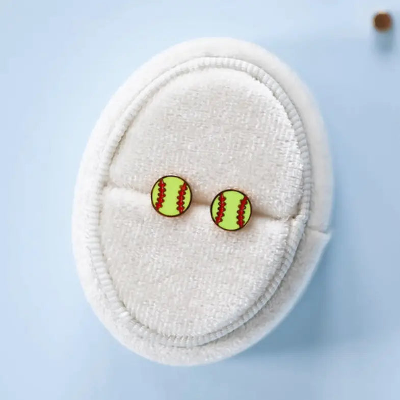 Softball Flat Back Stud Earrings