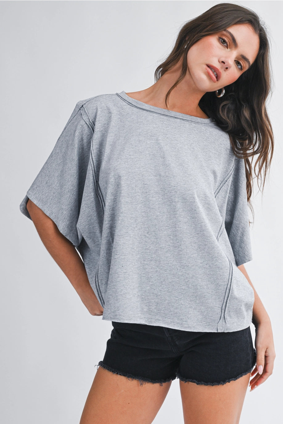Everyday Ease Dolman Tee – Heather Gray
