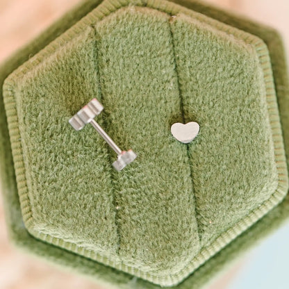 Mini Heart Flat Back Stud Earrings