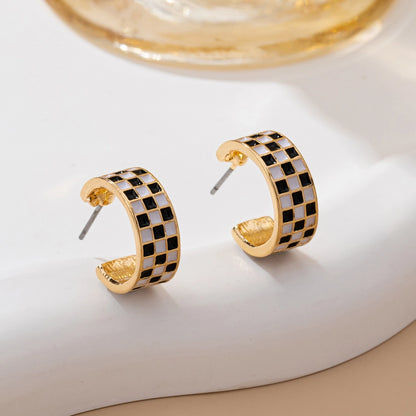 Mini Checker Huggie Hoop Earrings