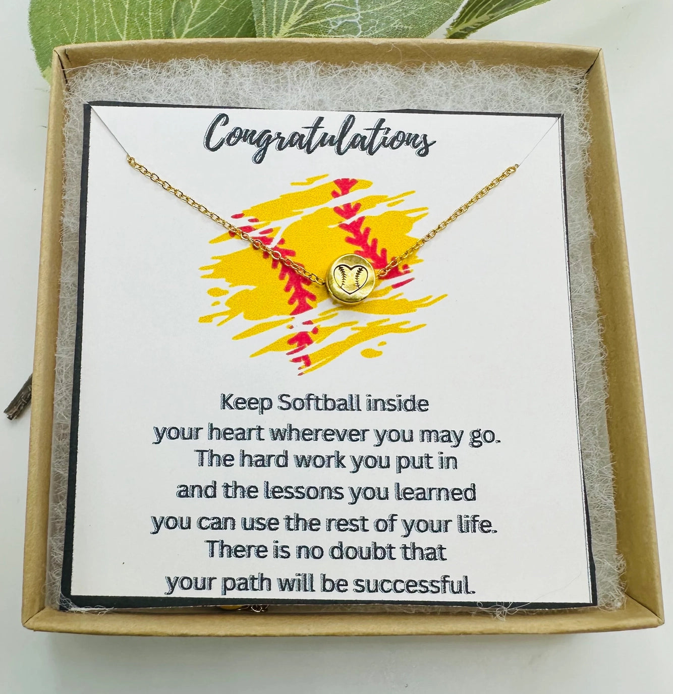Softball Heart Necklace