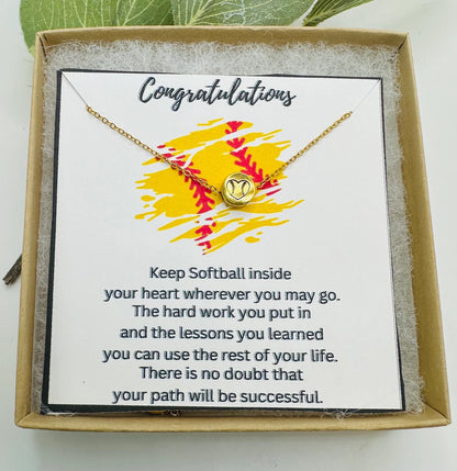 Softball Heart Necklace