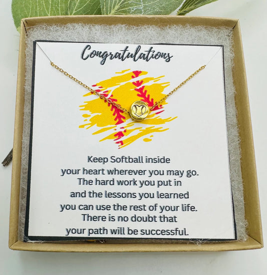 Softball Heart Necklace