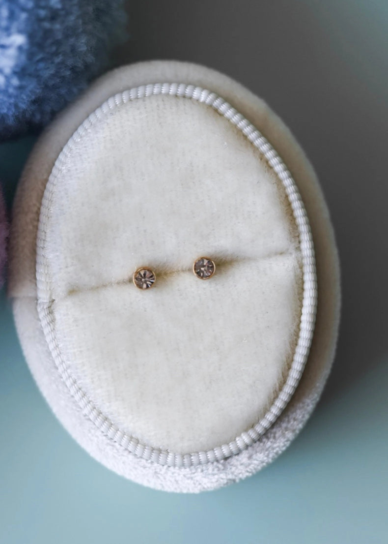 Mini Crystal Flat Back Stud Earrings