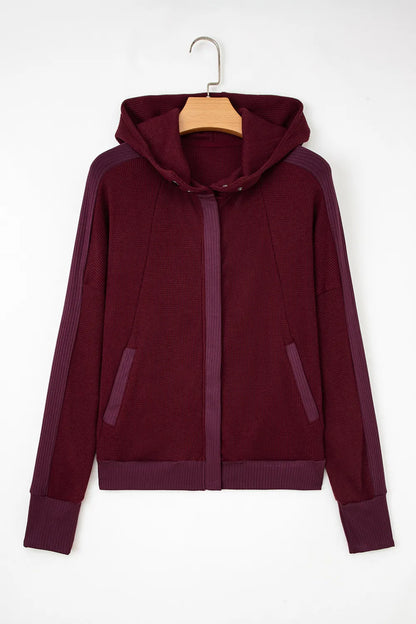 Waffle Knit Hooded Jacket