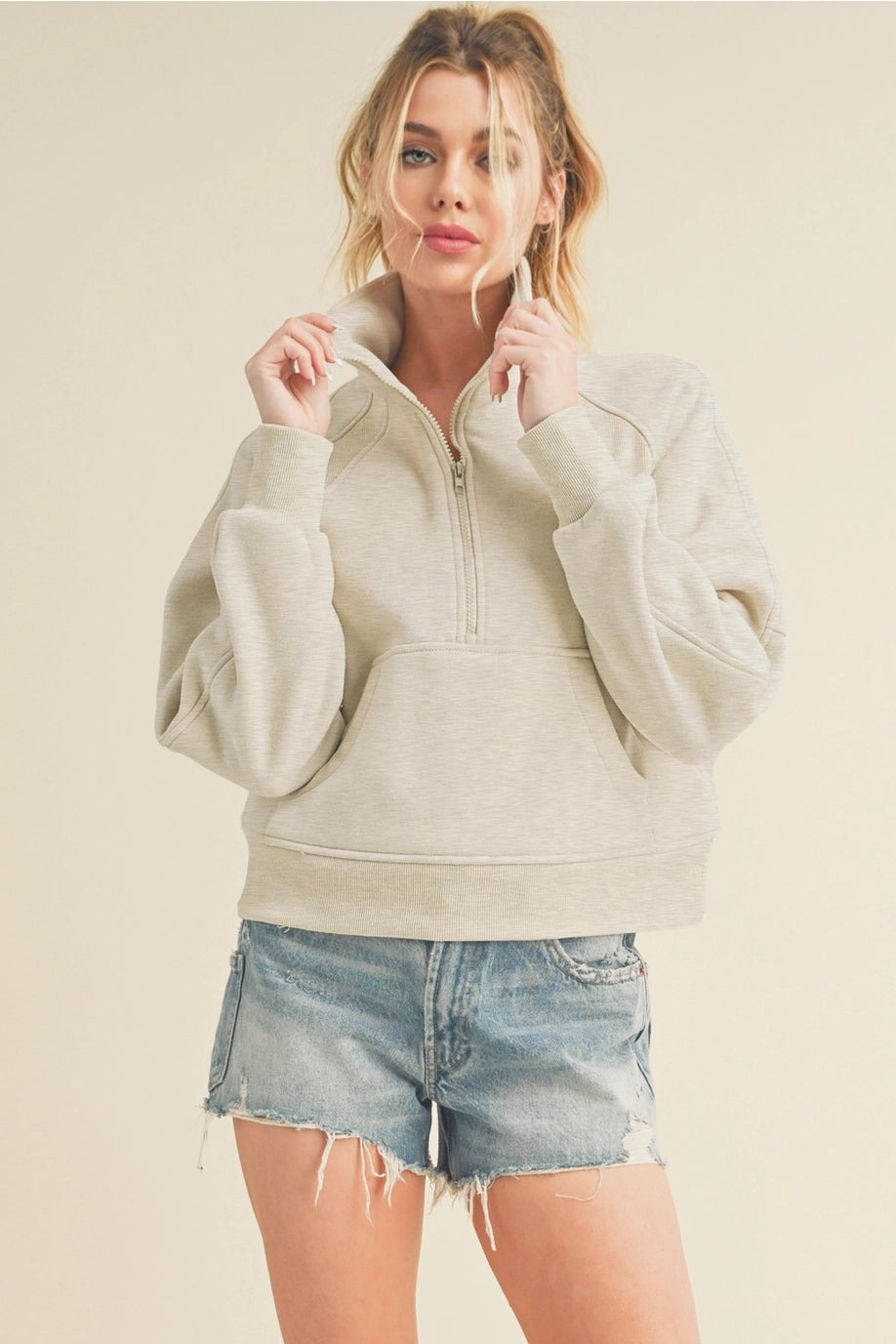 Dove Half Zip Pullover – Oatmeal