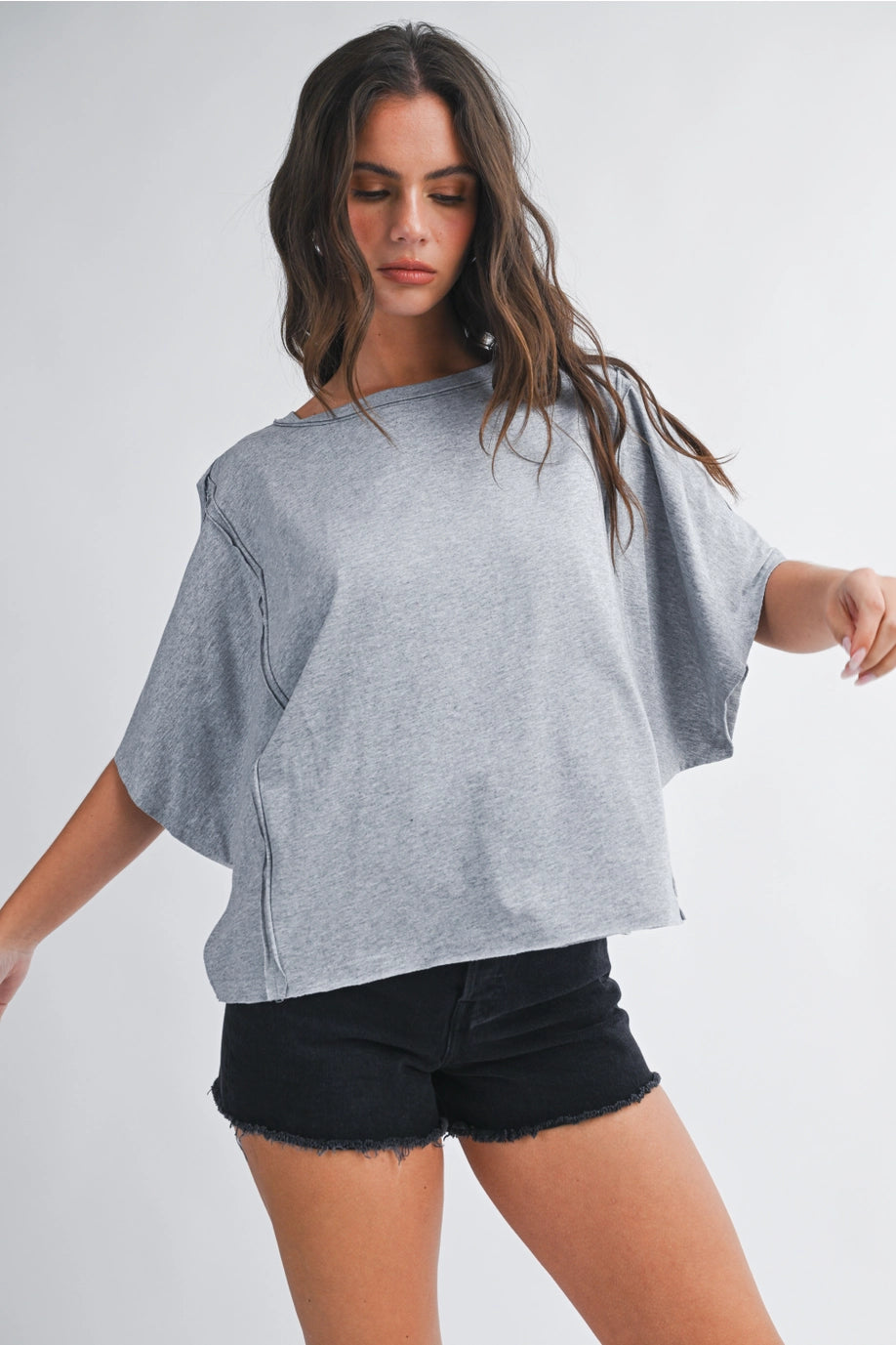 Everyday Ease Dolman Tee – Heather Gray
