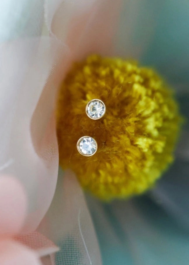 Mini Crystal Flat Back Stud Earrings
