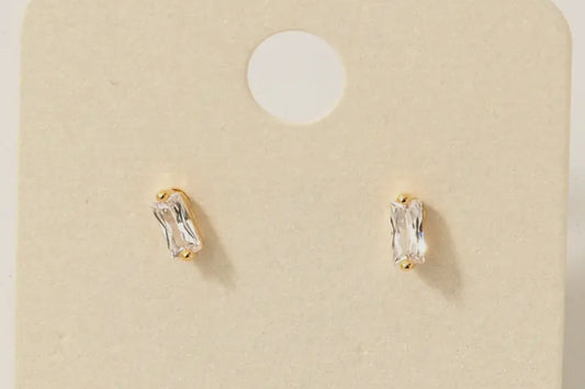 Mini Cubic Zirconia Baguette Stud Earrings