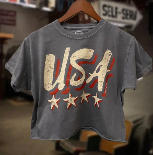 USA Vintage Cropped Tee