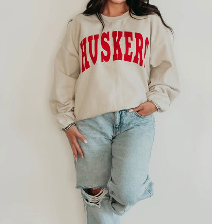 HUSKERS Sand Crewneck