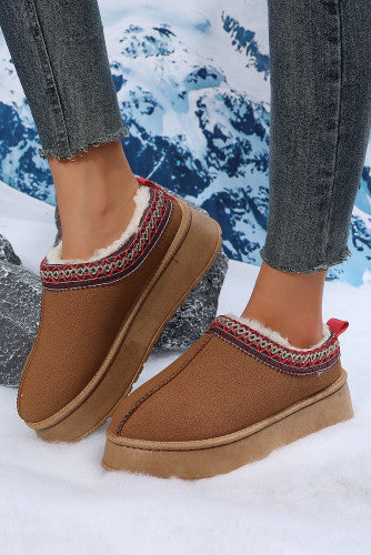 Chestnut Suede Plush Lined Slip Ons