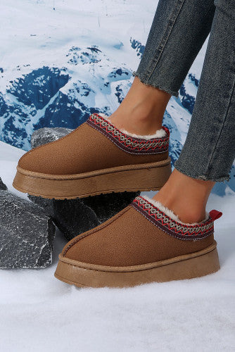 Chestnut Suede Plush Lined Slip Ons