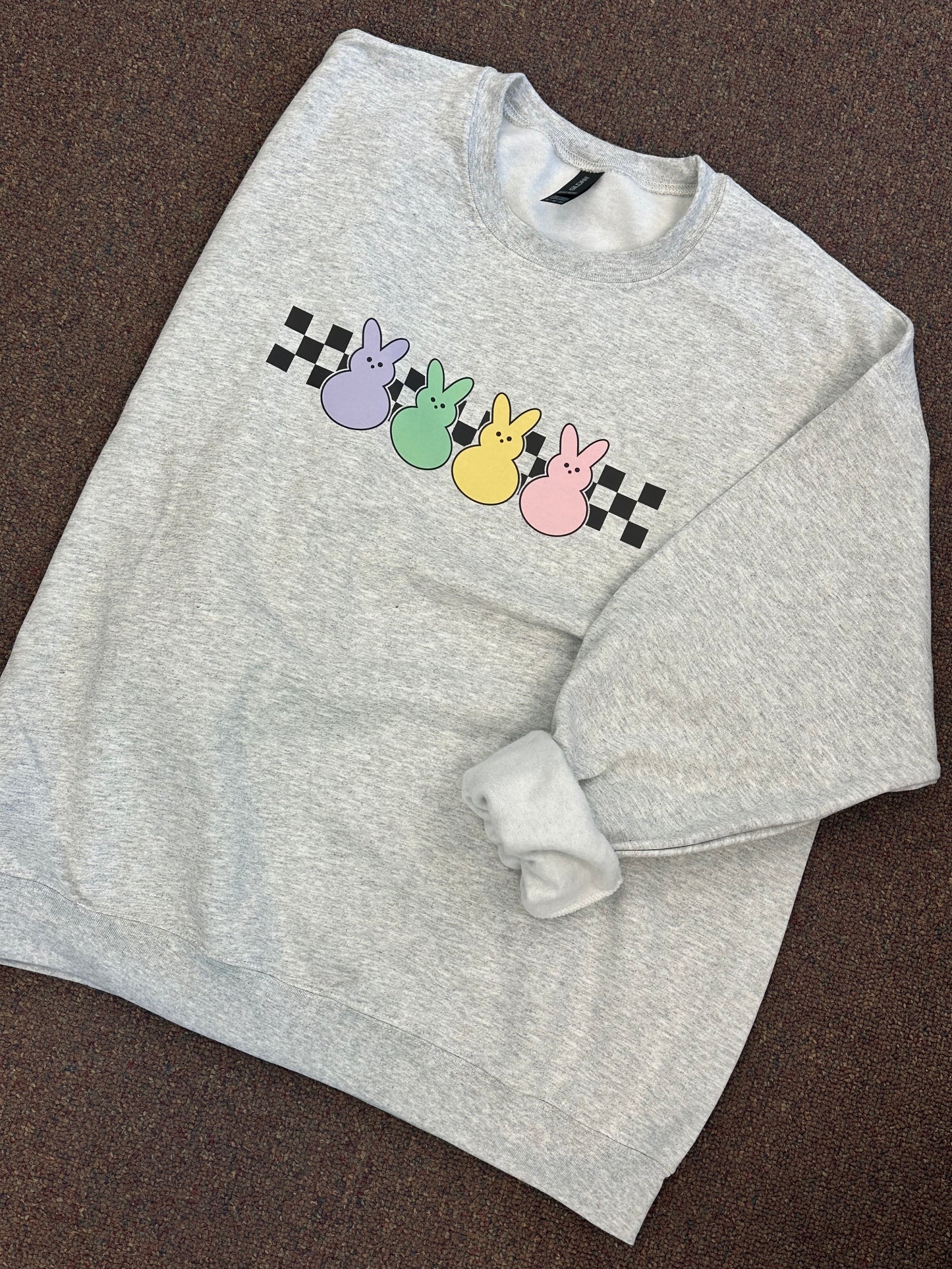 Pastel Bunny Checkered Crewneck