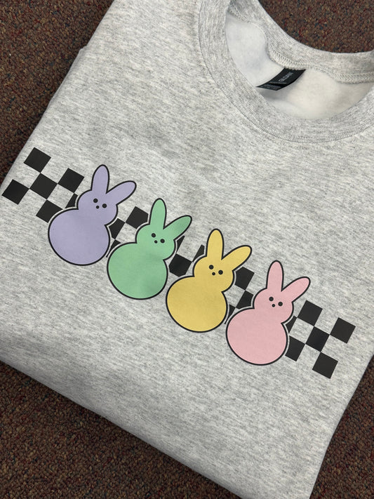 Pastel Bunny Checkered Crewneck