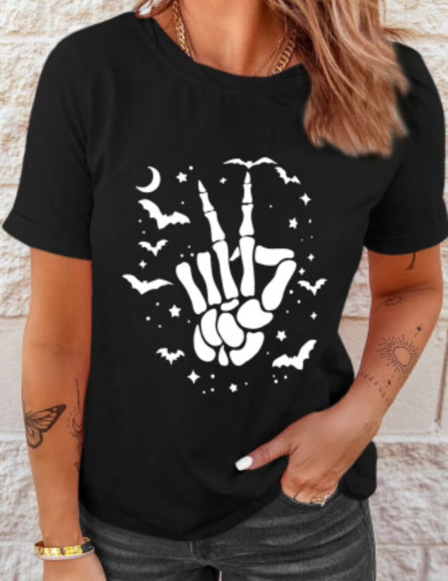 Skeleton Hand & Bat Graphic Tee