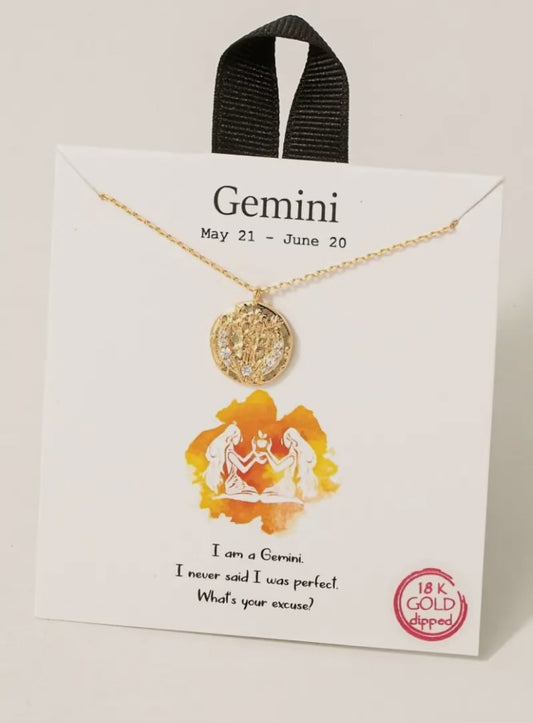 Gemini Zodiac Pendant Necklace