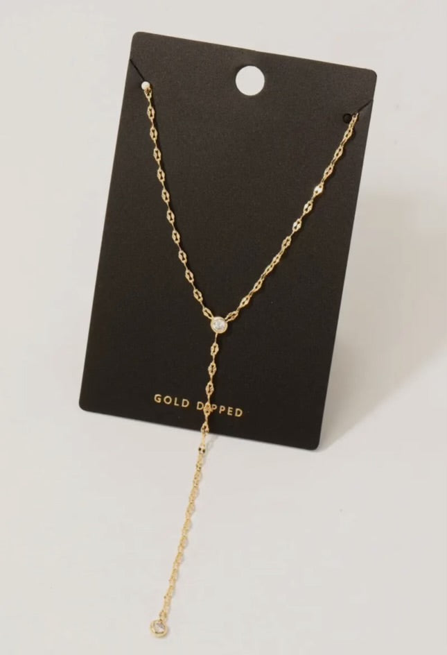 Dainty Gold Dipped, Chain Link 'Y' Necklace