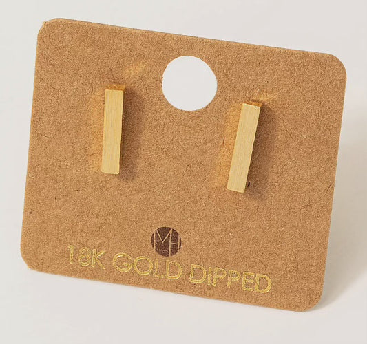 Gold Mini Bar Stud Earrings