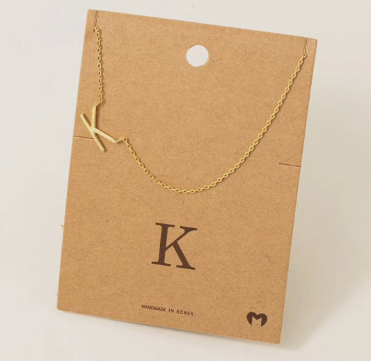 Gold Letter 'K' Pendant Necklace