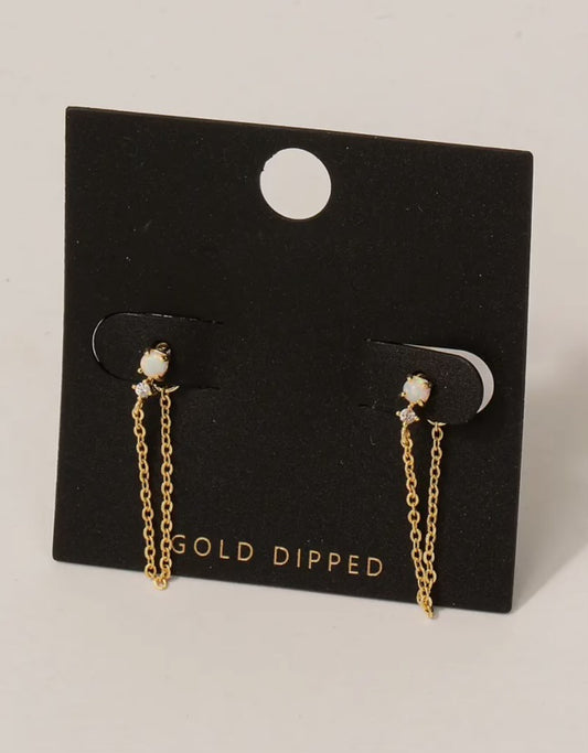 Gold Dangle Post Stud Earrings