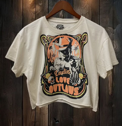 Ladies Love Outlaws Vintage Relaxed Cropped T-Shirt