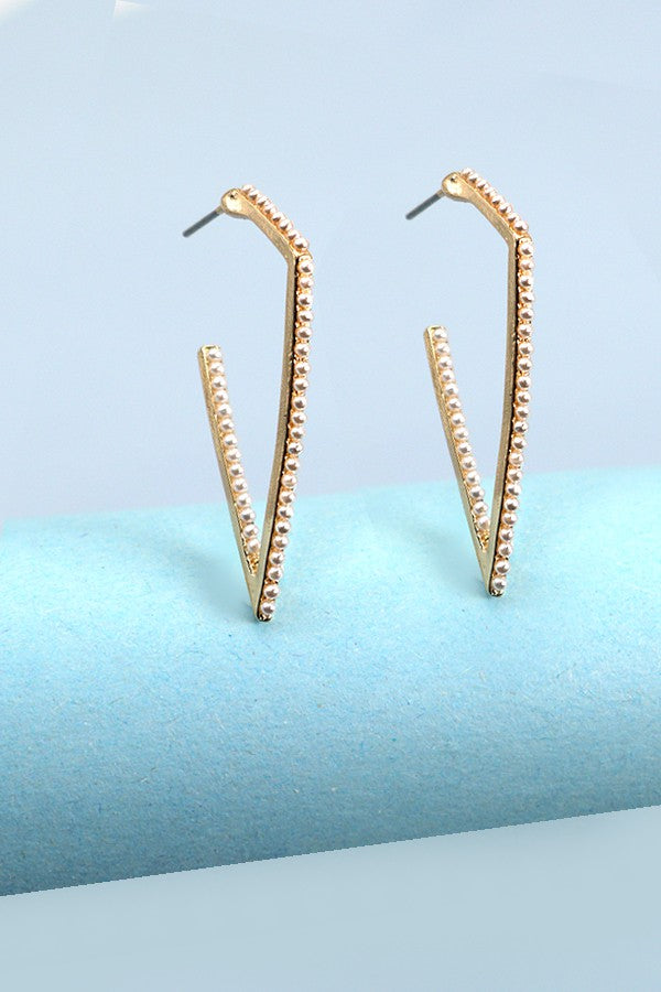 Pearl Triangle Hoop Earrings