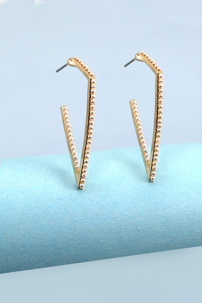 Pearl Triangle Hoop Earrings