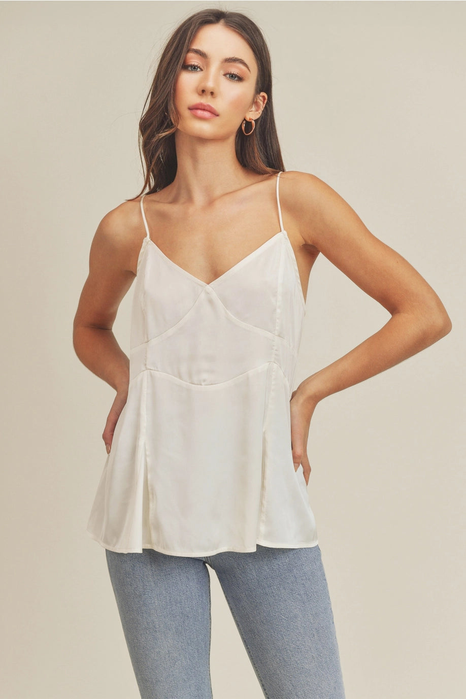 Moonlight Tie-Back Tank – Cream