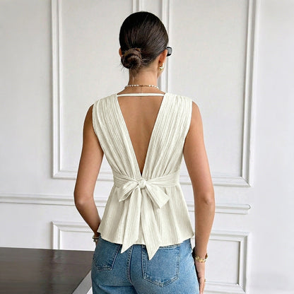 Tie Back Peplum Tank Top