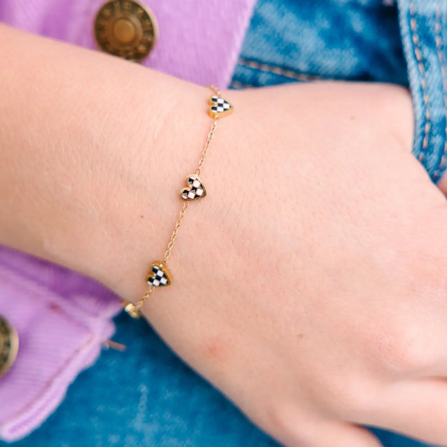 Checkered Heart Bracelet