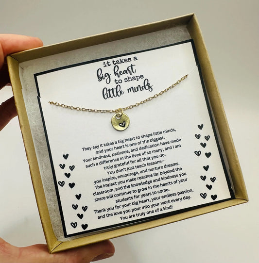 “It Takes a Big Heart” Teacher Necklace